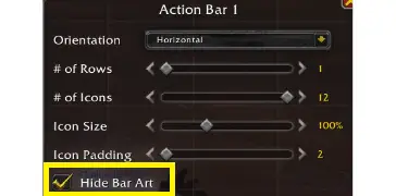 Hide Bar Art Option World of Warcraft HUD Editor 10.0