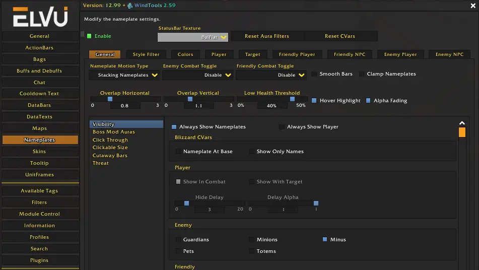 WoWUI vs ElvUI Settings Panel