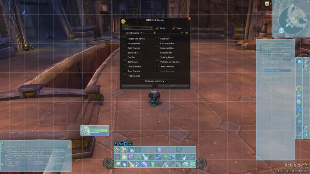 World of Warcraft Basic HUD Editor without boxes activated
