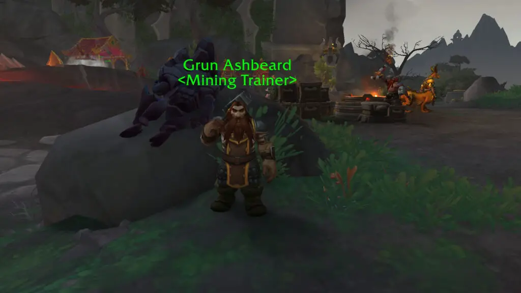 The first WoW Dragonflight Mining Trainer, Grun Ashbeard
